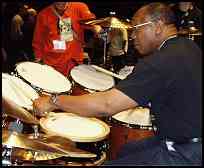 Billy Cobham backstage at the Modern Drummer Festival. 