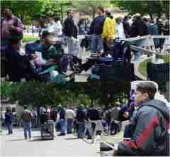 Crowd outside auditorium, waiting to get into Modern Drummer Festival 2002 